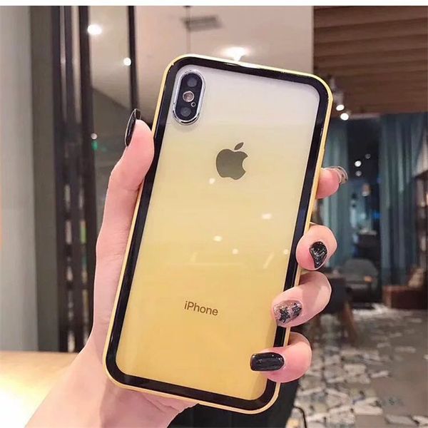 

wholesale gradient color for iphone xs phone cover hybrid pc+tpu+glass 3in1 glass cover for iphone 11 pro max