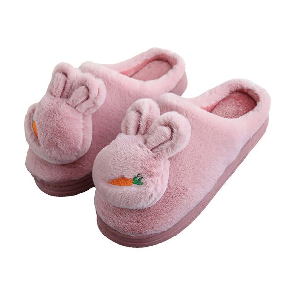 

cotton slippers female winter thick bottomed couple home lovely cartoon parentchild plush warm children cotton slipper male winter, Black