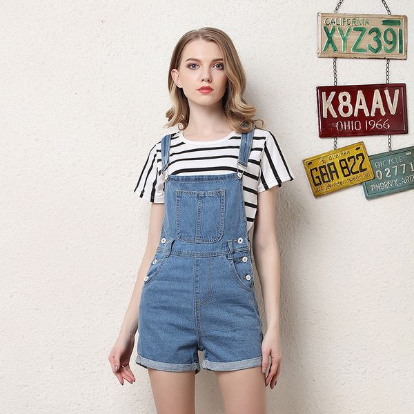 

2019 fashion denim overalls for women summer jumpsuit denim rompers plus size playsuit salopette straps overalls short jumpsuit, Black;white