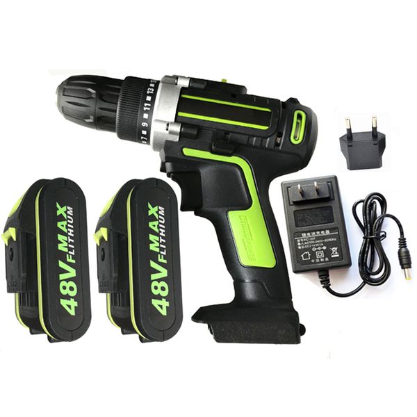 

electric screwdriver cordless drill impact drill power driver 48v max dc lithium-ion battery 2-speed
