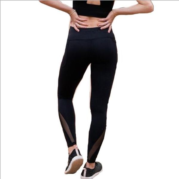 

women yoga pants mesh leggings high waist casual tight-fitting sports stitching ladies comfortable fitness yoga pants, Black;white