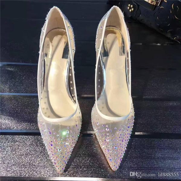 

2019 Luxury Brand Red Bottom High Heels Nude Net Yarn With Shallow AAA Mouth Women's Dress Shoes Fashion Spikes Pumps 8/10/12cm