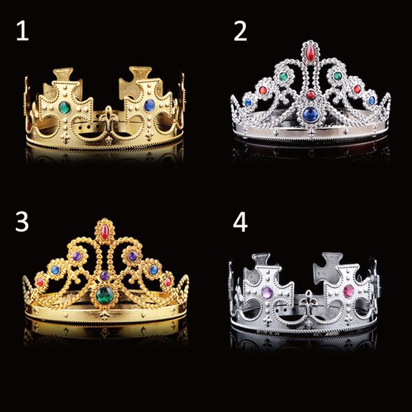 

king queen headdress crown birthday cosplay adjustable festival makeup dancing party supplies high quality, Golden;white