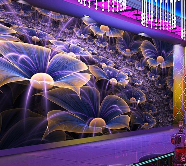 

custom p mural wallpaper retro cool nightclub flower bar ktv tooling wall painting bedroom living room sofa 3d wall paper