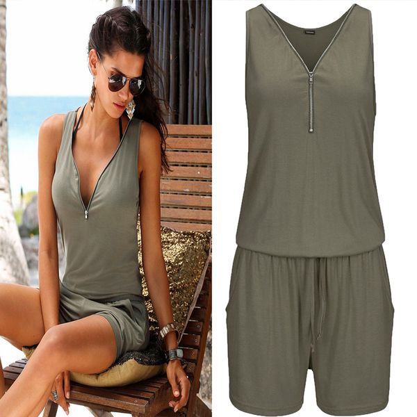 

uzzdss summer rompers womens jumpsuit beach casual playsuits plus size jumpsuit for women 2019 beach shorts pants 5xl sleeveless, Black;white