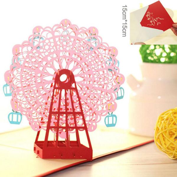 

3d card ferris wheel paper cutting greeting card creative -up gift papercraft festival christmas birthday gifts