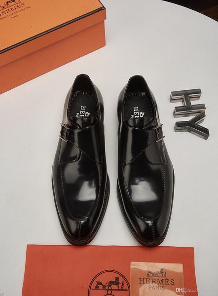 

20ss summer sandals men shoe luxury brands slip on oxford shoes for mens pointed toe dress shoes leather wedding shoes man italy yetc4, Black