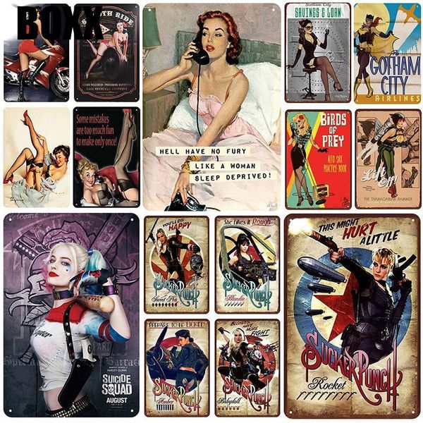 

good girl plaque metal vintage tin sign pin up shabby chic decor metal signs vintage bar decoration metal poster pub plate souvenir vintage