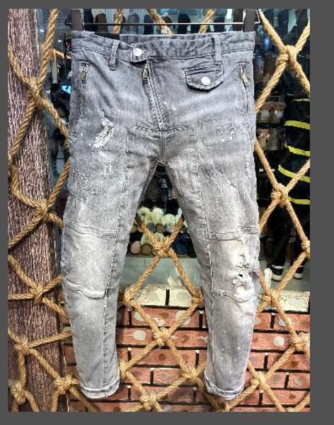 

2019 delivery mens ripped biker jeans slim fit biker denim for men fashion designer hip hop mens jeans european size, Blue