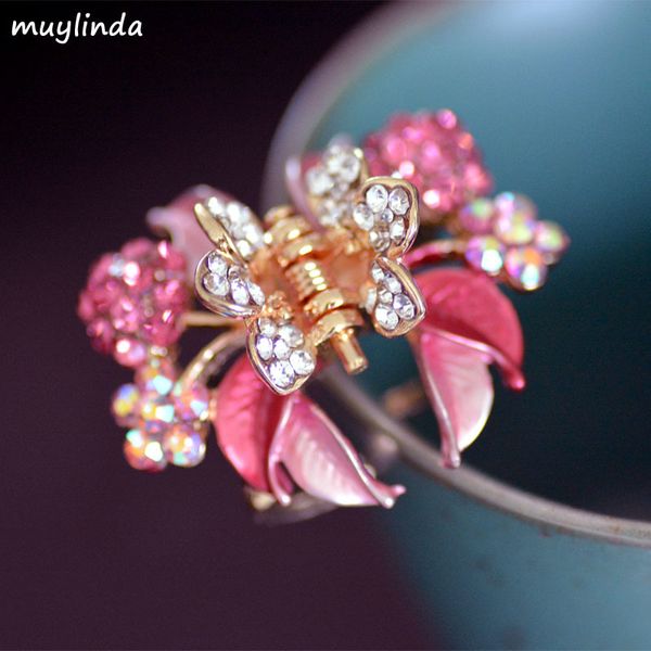 

Flower Painting Hairpins Trendy Hair Clip Shiny Rhinestone Crab Hair Claws For Women Girl