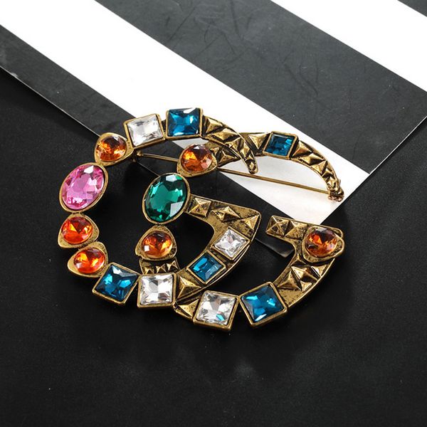 

alloy fashion retro color rhinestone brooch women ladies wedding bridal party clothing fashion accessories letter g, Gray