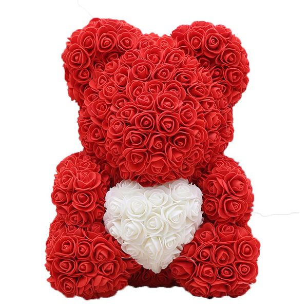

gift flowers red 40cm teddy bear artificial foam dropshipping rose box wedding valentine's day bear gift decoration for evoju