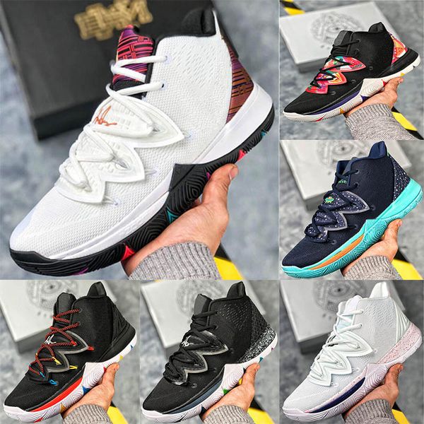 

2019 kyrie five 5 zoom men ba ketball hoe chau ure 5 5 fa hion rainbow black white blue outdoor port trainer neaker ize 7 12