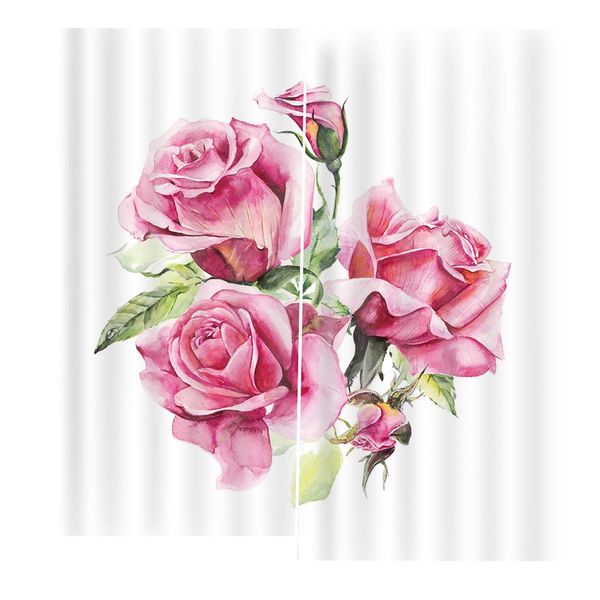 

creative personality dew pink rose print curtain for living room bedroom curtains sunshade curtain