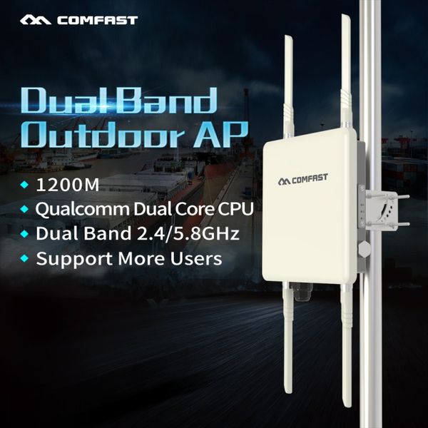 

comfast 1200mbps dual band outdoor ap 5ghz wireless wifi router base staion omnidirectional cpe ap with 4*8dbi antennas for park