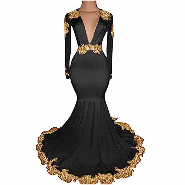 

long formal fitted mermaid evening dresses gold appliques black white ivory pink burgundy open back prom dress formal gowns, Black;red