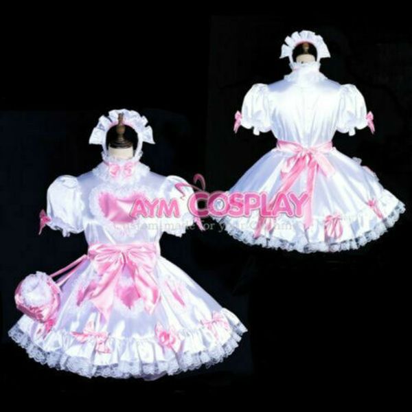 

white sissy boy mini dress satin dress bloomers cd tailor-made, Black;red
