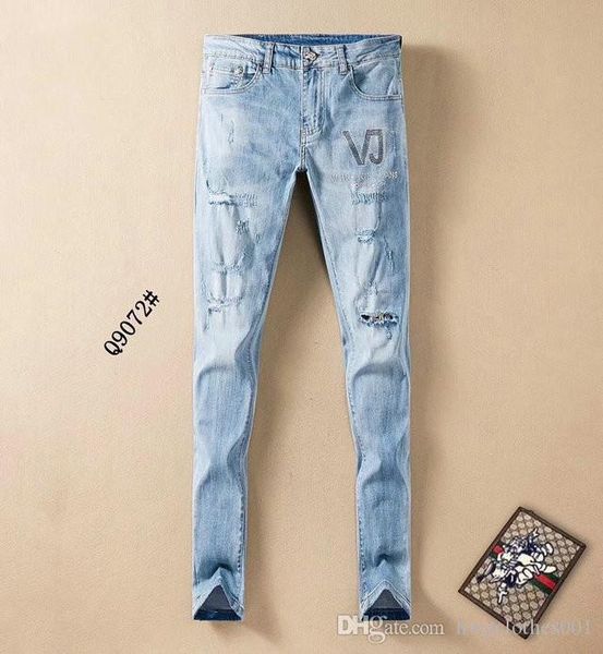 

purple brand denim ripped biker jeans slim fit motorcycle biker denim for men fashion designer hip hop mens designer jeans, Blue