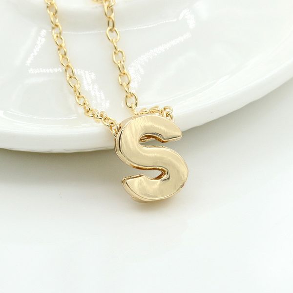

initial letters women gold color chain fashion boho statement necklace collier femme english letter pendant necklaces, Silver