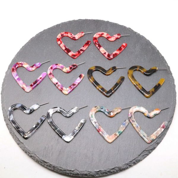 

simple sweet heart resin more cute colors popular stud earring, pretty elegant light weight stud earring, Golden;silver