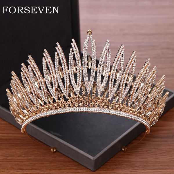 

люкс rhinestone кристалл невесты корона тиара light gold диадема диадема для женщин свадебная корона оголовьем свадебные аксессуары для воло, Golden;white