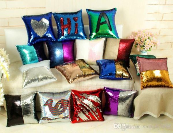 Diy Mermaid Sequin Cushion Cover Magical Throw Pillowcase 40x40cm Color Changing Reversible Pillow Case For Home Decor Replacement Cushions For Patio