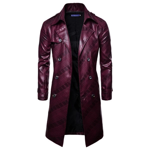 

мужчины пальто homme 2019 новая мода мужская с длинным pu кожа пальто осень длинные куртки для мужчин slim fit winter mens, Tan;black