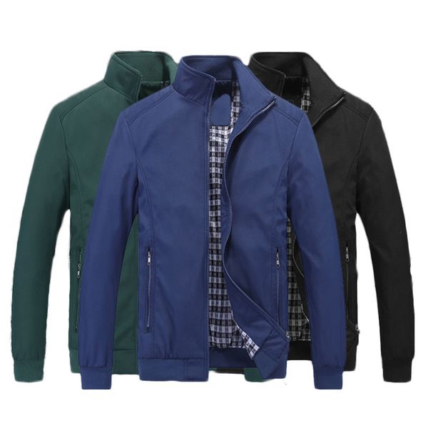

new men's stand collar jacket smart casual business loose coat cross-border solid color rib sleeve jacket large size m-7xl, Black;brown
