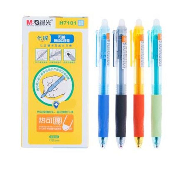 

4 pcs pupils erasable gel pen 0.5mm erasable posture pen grip learning water writing black crystal blue h7101