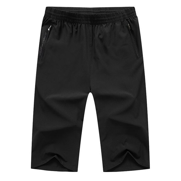 

thin section plus fat plus size fat man shorts male elastic waist lace 6 points pants fat sports leisure middle pants, Black