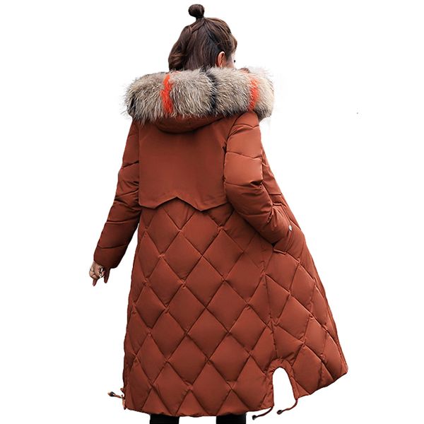 

new fashion 2019 winter jacket women colorful big fur hooded thick down parkas long female jacket coat slim warm winter outwear y190926, Black;white