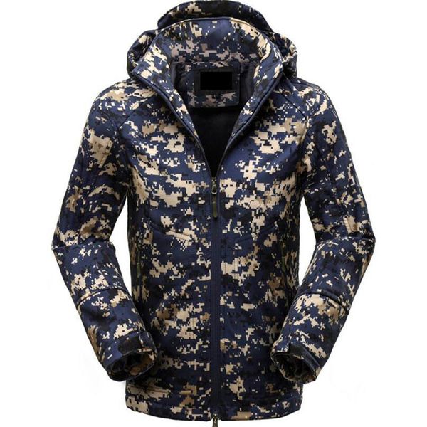 

camouflage thickening outdoor sport full sleeve clothing softshell thermal windproof camping & hiking jackets, Blue;black