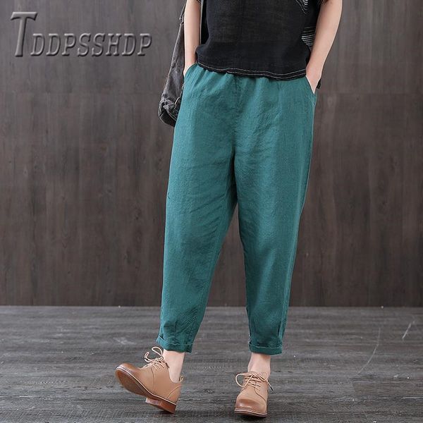 

2019 new cotton and linen women harem pants casual 5 colors can choose female trousers, Black;white