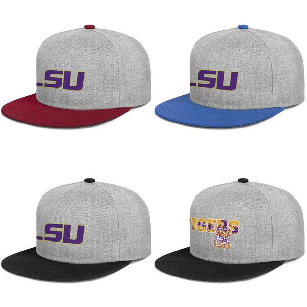 

lsu tigers football basketball coconut tree logo mens and womens flat edge baseball adjustable cap cool blank classic hats round logo, Blue;gray