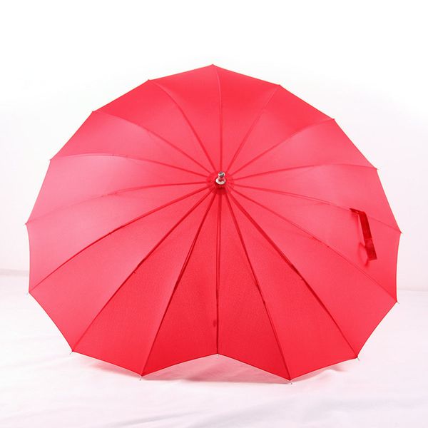 

red heart shaped umbrella romantic parasol long handle for wedding p props valentine's day gift
