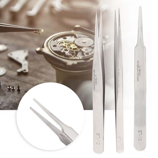 

high hardness tweezers stainless steel practical watch & jewelry repairs tool kit 3 types watch tool for watchmaker