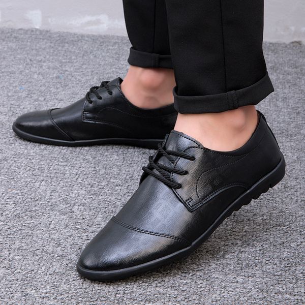 

genuine leather men casual shoes lace up men oxfords fashion outdoor moccasins breathable black driving shoes