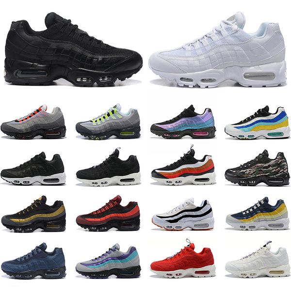 

95 running shoes triple black white laser purple aqua neon solar red 95s mens womens trainers sports sneakers size 36-45, White;red