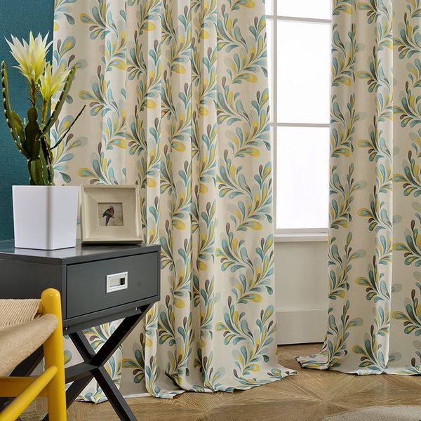 

factory direct curtain cloth modern simple european curtain polyester cotton printing window yarn