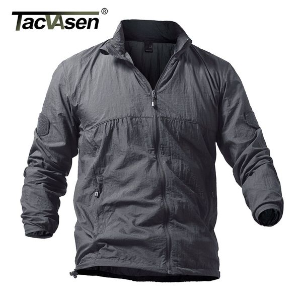 

tacvasen summer quick dry tactical skin jacket coat men hooded thin windbreaker jacket casual clothing plus size 5xl, Black;brown
