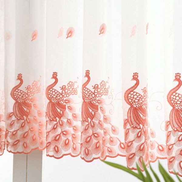 

curtain & drapes 1pc peacock embroidered short window for study living room decor