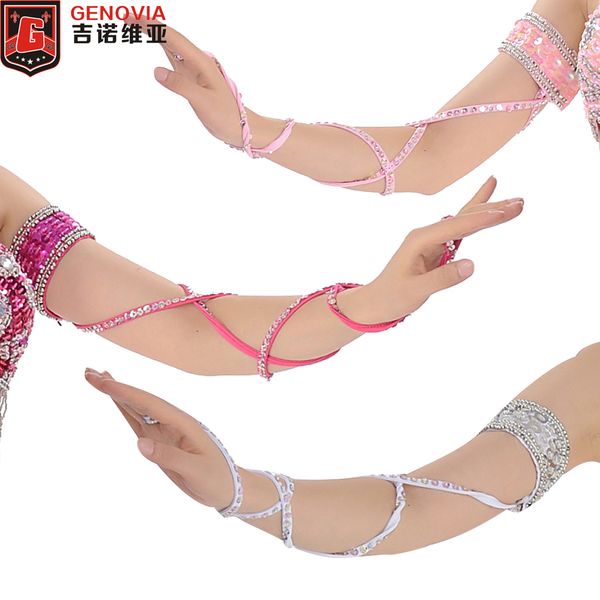 

2019 11 colour est belly dance accessories 1piece stretch cross strap adjustable sequins belly dance armband, Black;red