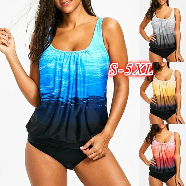 

2019 tankini plus size swimming suit 8xl loose swimsuit women's separate bikini waist bather push up padded wire swimwear, White;black