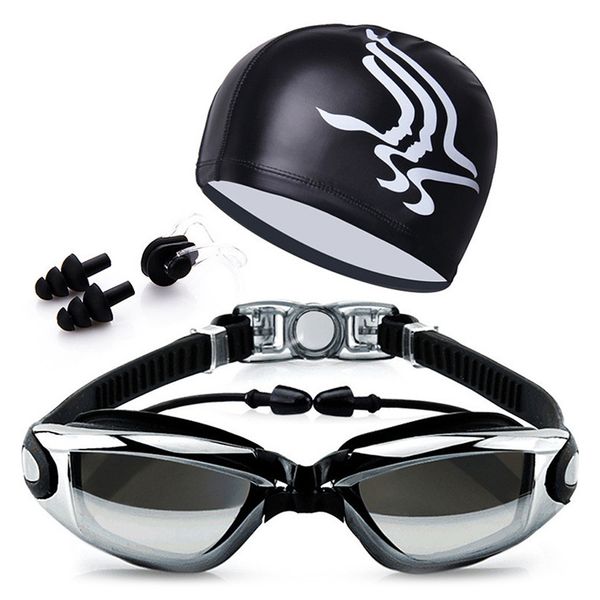 

yjm978 hd waterproof anti-fog swimming glasses with swimming cap