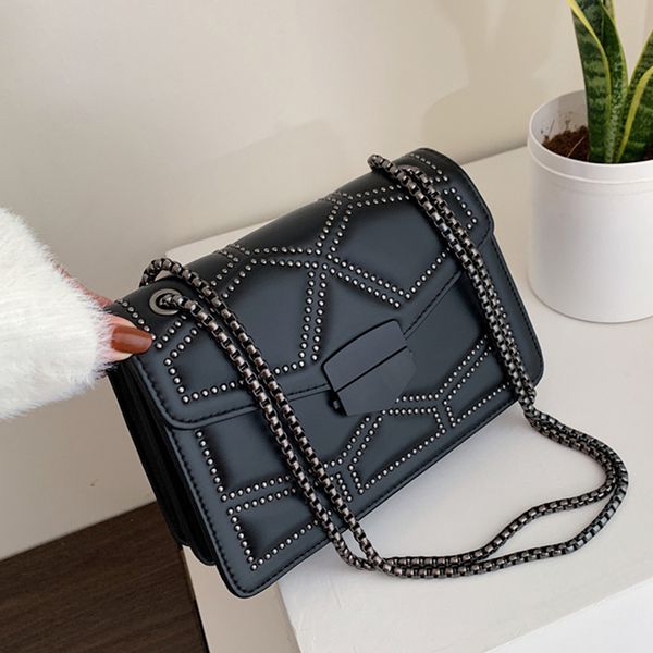 

2020 rivets travel chain women handbag female shoulder bags ladies crossbody bags small pu leather