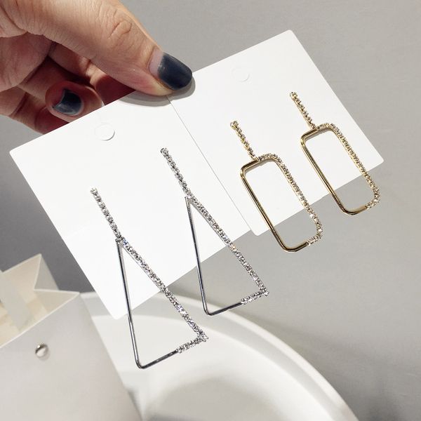 

hoop & huggienew 925 silver earrings fashion style earrings is geometric feminine and simple crystal earring ins and sell girlgift, Golden;silver