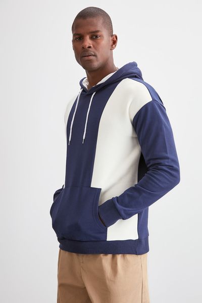 

trendyol male hooded kangaroo pocket long-sleeve sweatshirt tmnaw20sw0526, Black