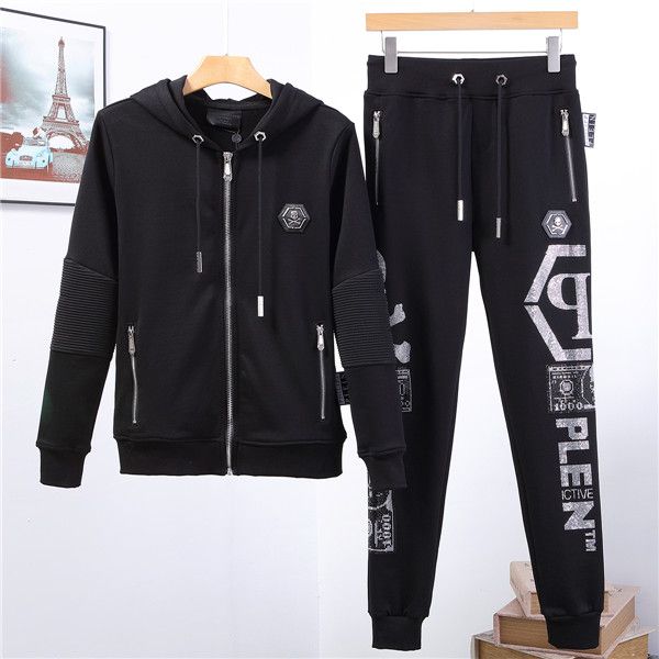 

2019 мужчины printed phillip plain спортивные костюмы верхняя одежда толстовки zipper sportwear наборы мужской кофты кардиган мужчины набор, Gray