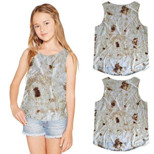 

new fashion children toddler baby girl boy t-shirt sleeveless toddler baby girls boys sleeveless burrito print vest clothes, Blue