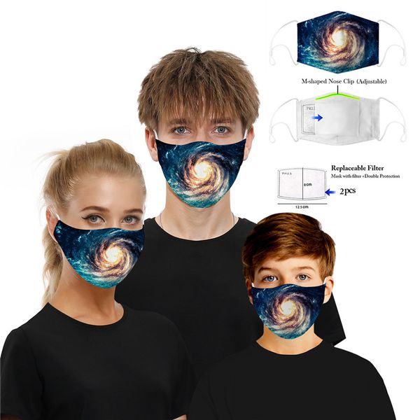 

starry sky mask kids fancy washable with 5-layer carbon replaceable filter reusable dust warm windproof mask